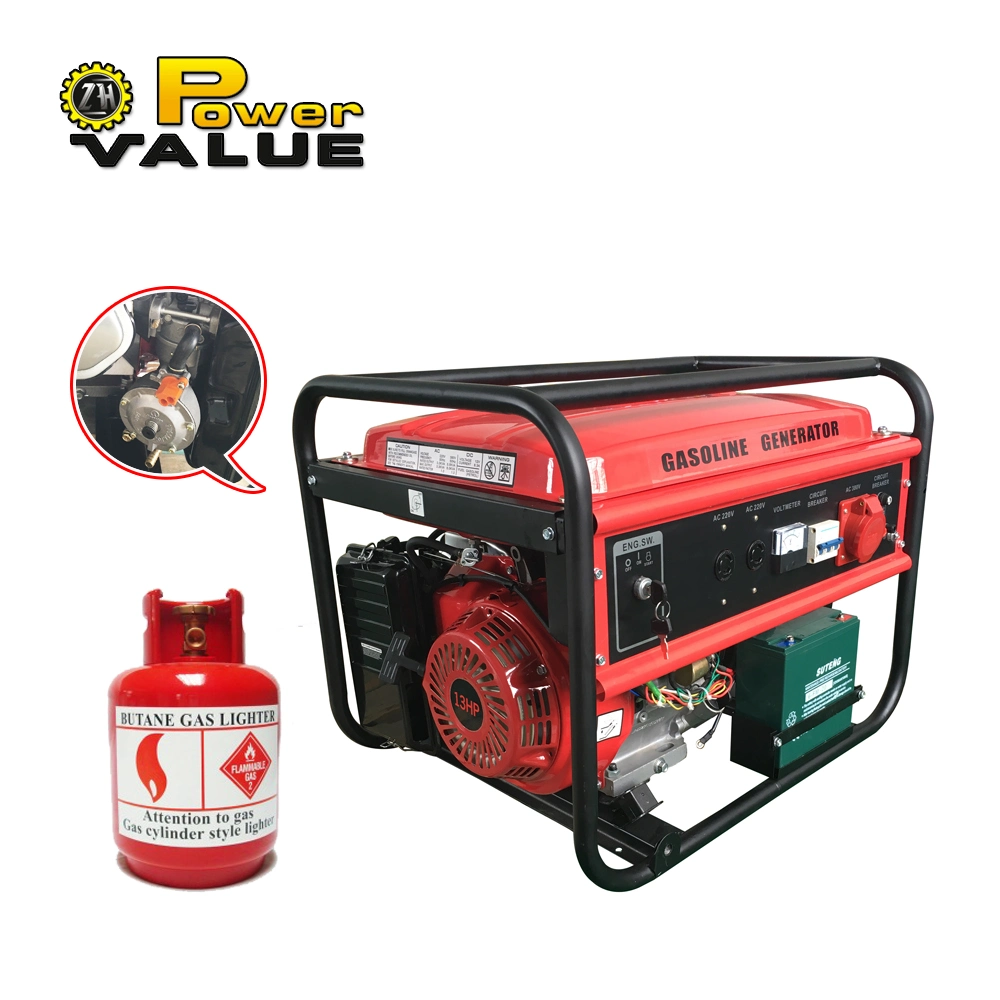 Power Value 5kw LPG Natural Generator Biogas Electric Generator Dual Fuel Gasoline LPG Portable Generator