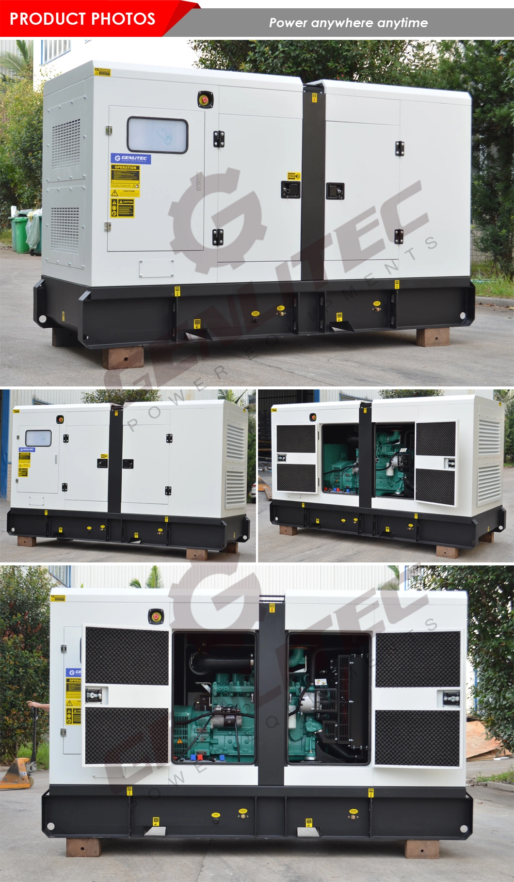 Genlitec Power 5kVA-2500kVA Open/Silent/Trailer Type Electric Industrial Diesel Generator Powered by Cummins/Perkins/Deutz/Doosan/Yuchai/Kubota/Ricardo